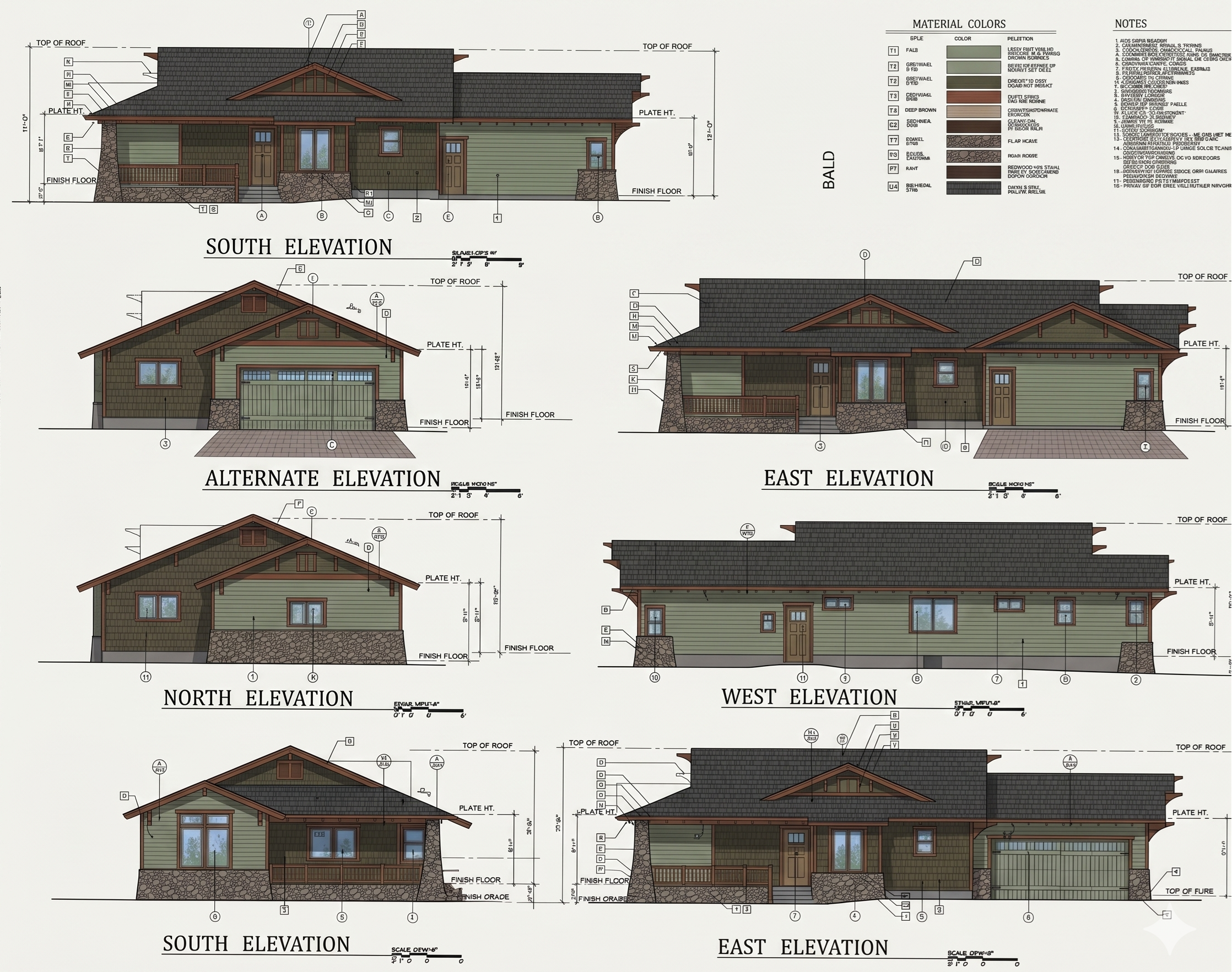 Elevation rendering of approved Craftsman cottages